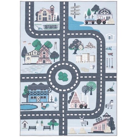 Safavieh 5 x 5 ft. Kids Playhouse Kids Square Power Loomed Rug Blue & Dark Grey KPH232M-5SQ